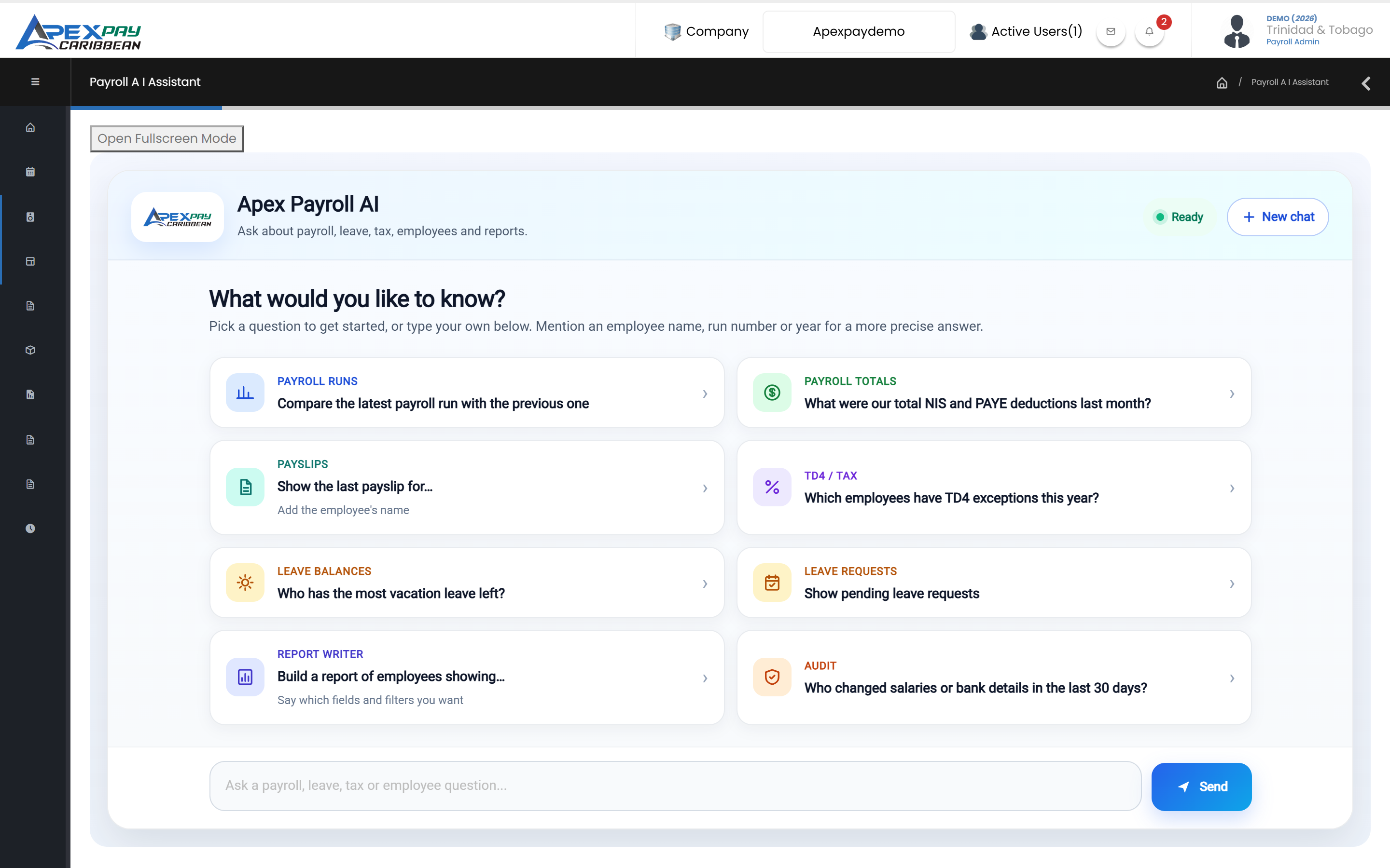 Apex Payroll AI - start screen