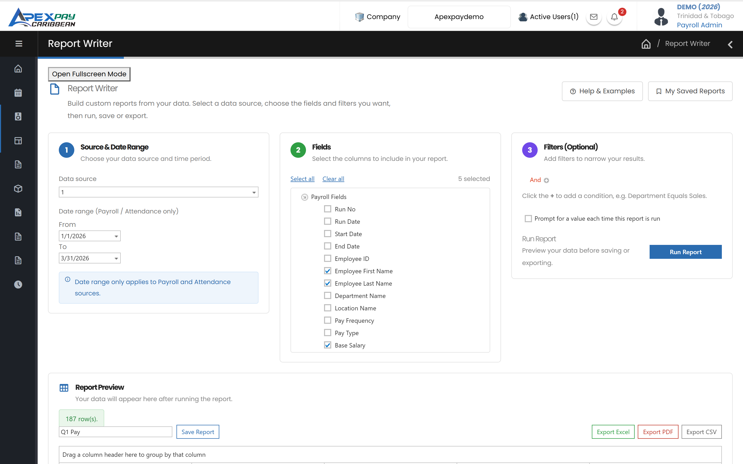 Report Writer builder