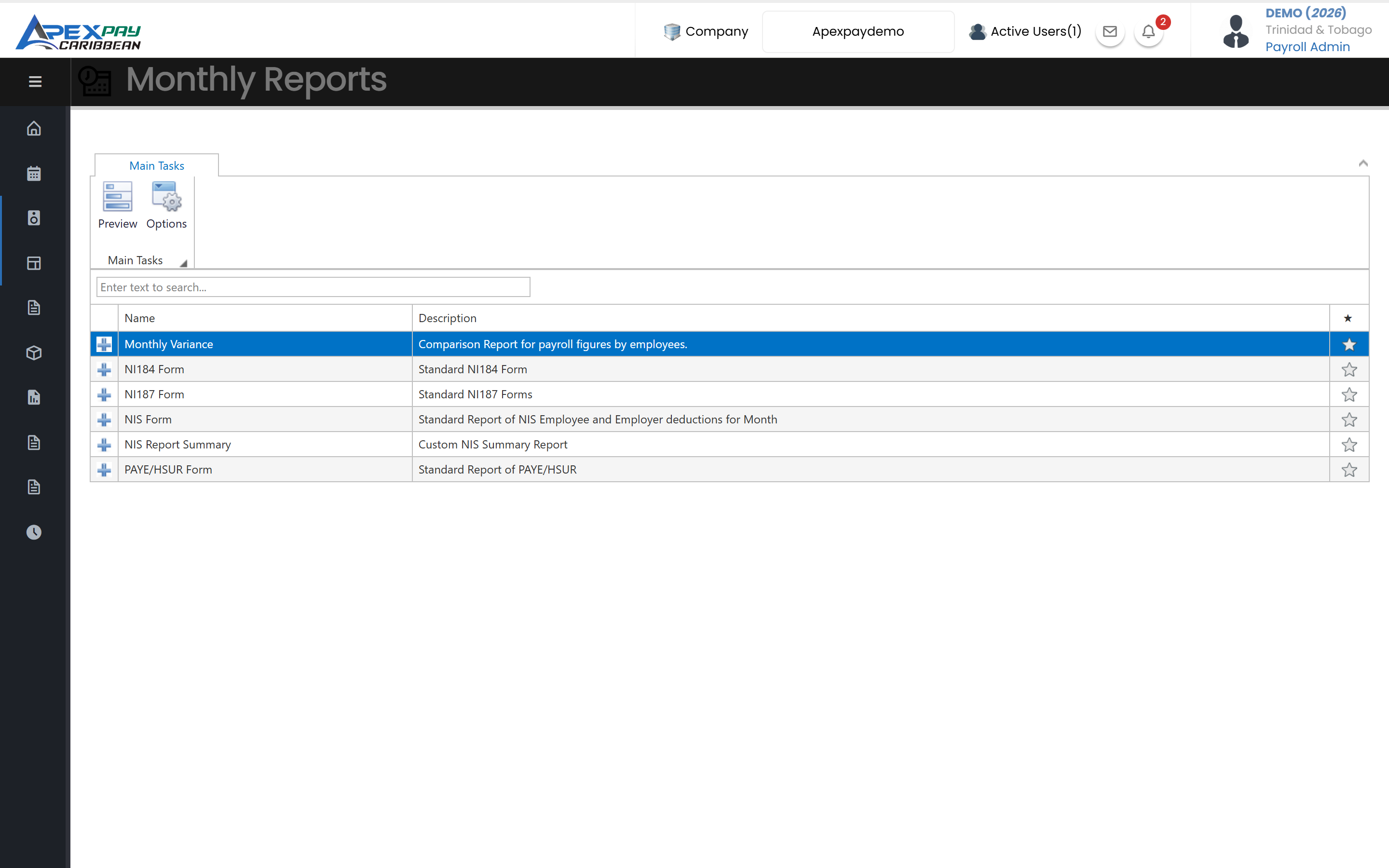 Monthly statutory reports